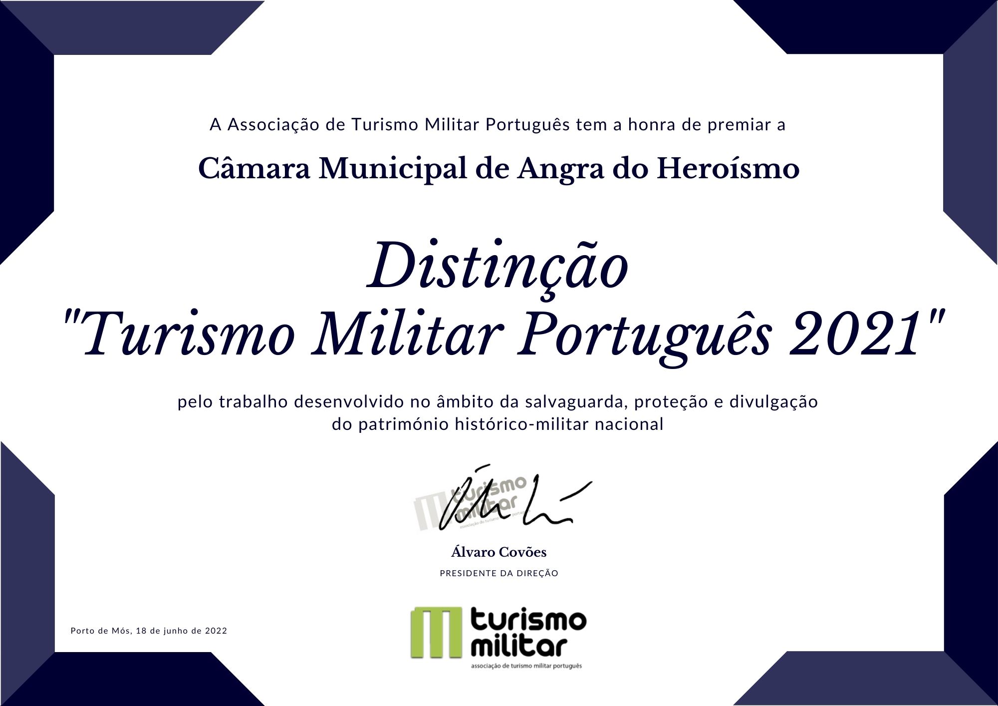 CMAH distinguida como “Turismo Militar Português 2021”